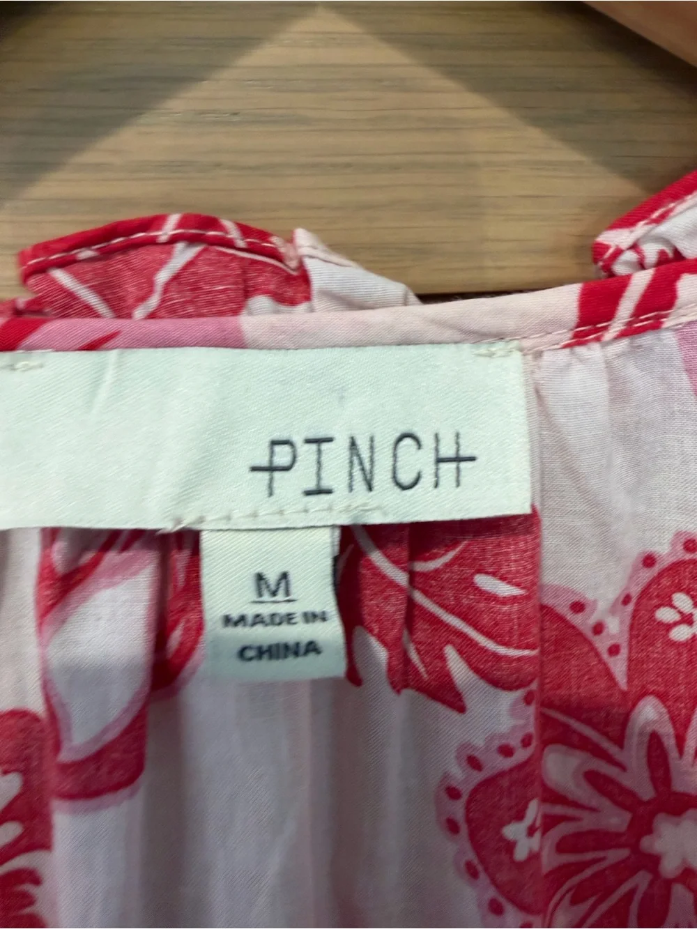 Pinch Pink and Red Floral Maxi Dress Cotton Tassle Tie Front Tiered / medium